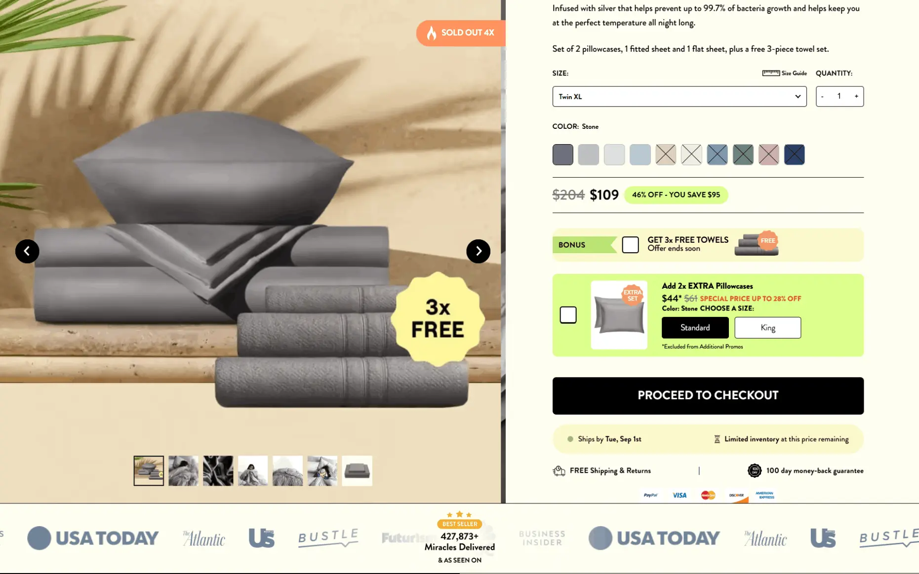 Miracle Sheets Secure Checkout Page